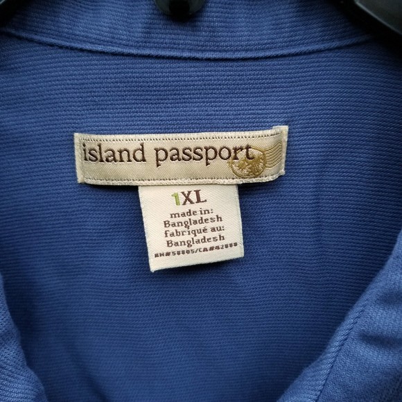 Island Passport Men's XL Blue Short Sleeve Button-Down Shirt 58" 30.5" 9.25" - Picture 2 of 12